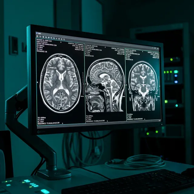Images IRM du cerveau analysées par le radiologue au Centre Bab Doukkala Marrakech